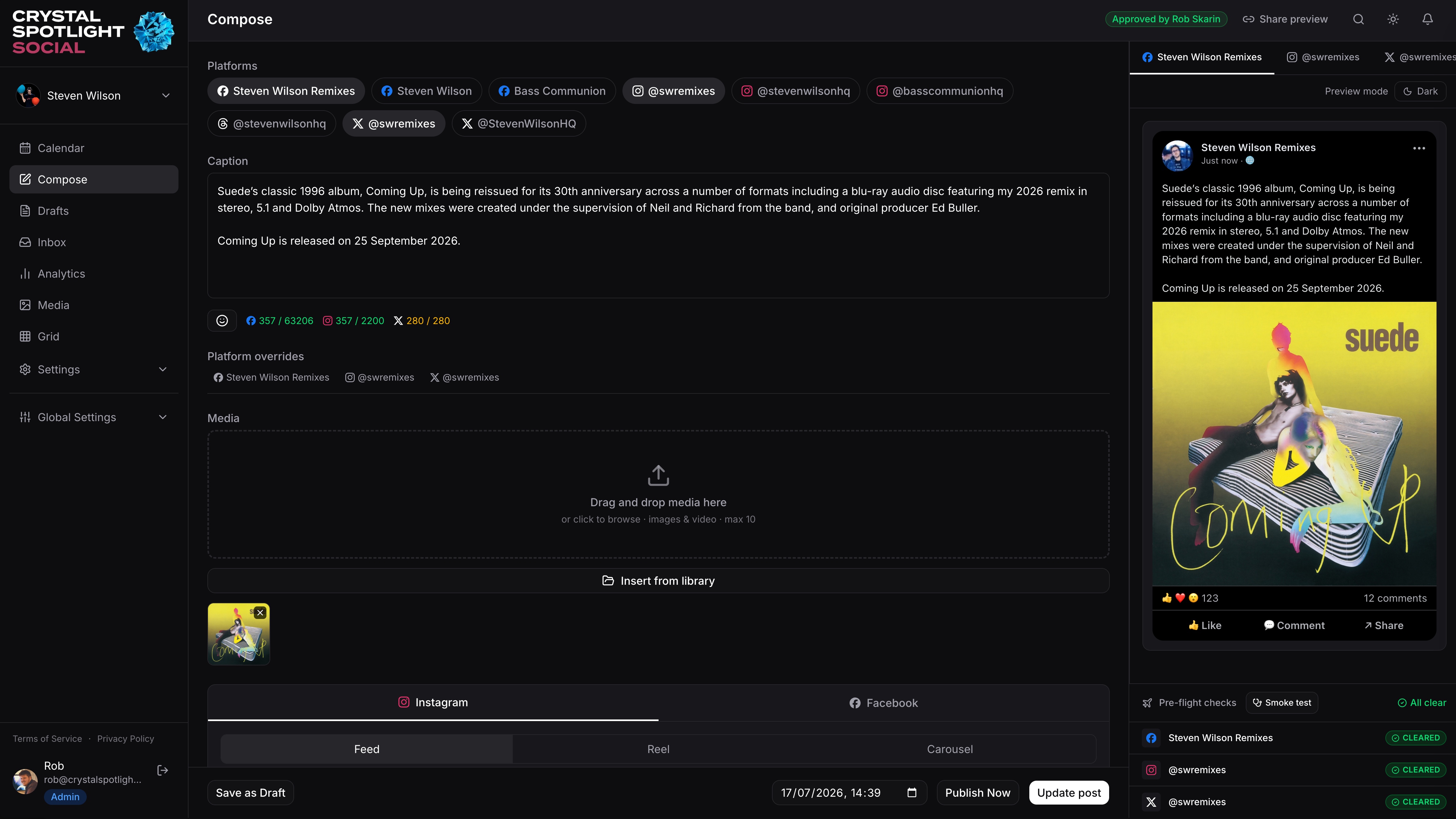 CS Social in-house social management platform